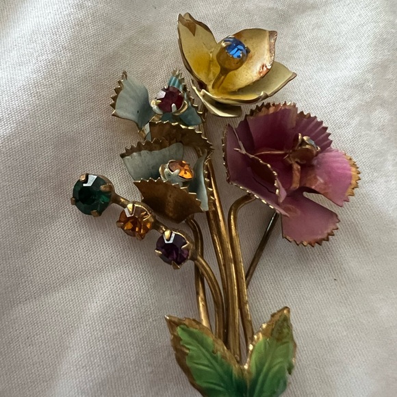 Vintage 1950’s Floral Multicolor Brooch - Picture 6 of 7